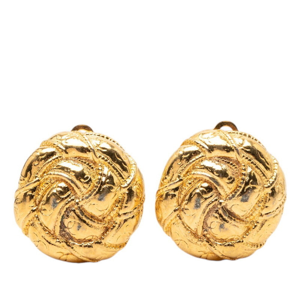 CHANEL Vintage Gold Logo Earrings